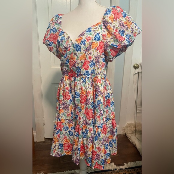NWOT AQUA Floral Puff Sleeve Dress – Size XL, Bloomingdale’s Exclusive - Picture 6 of 7